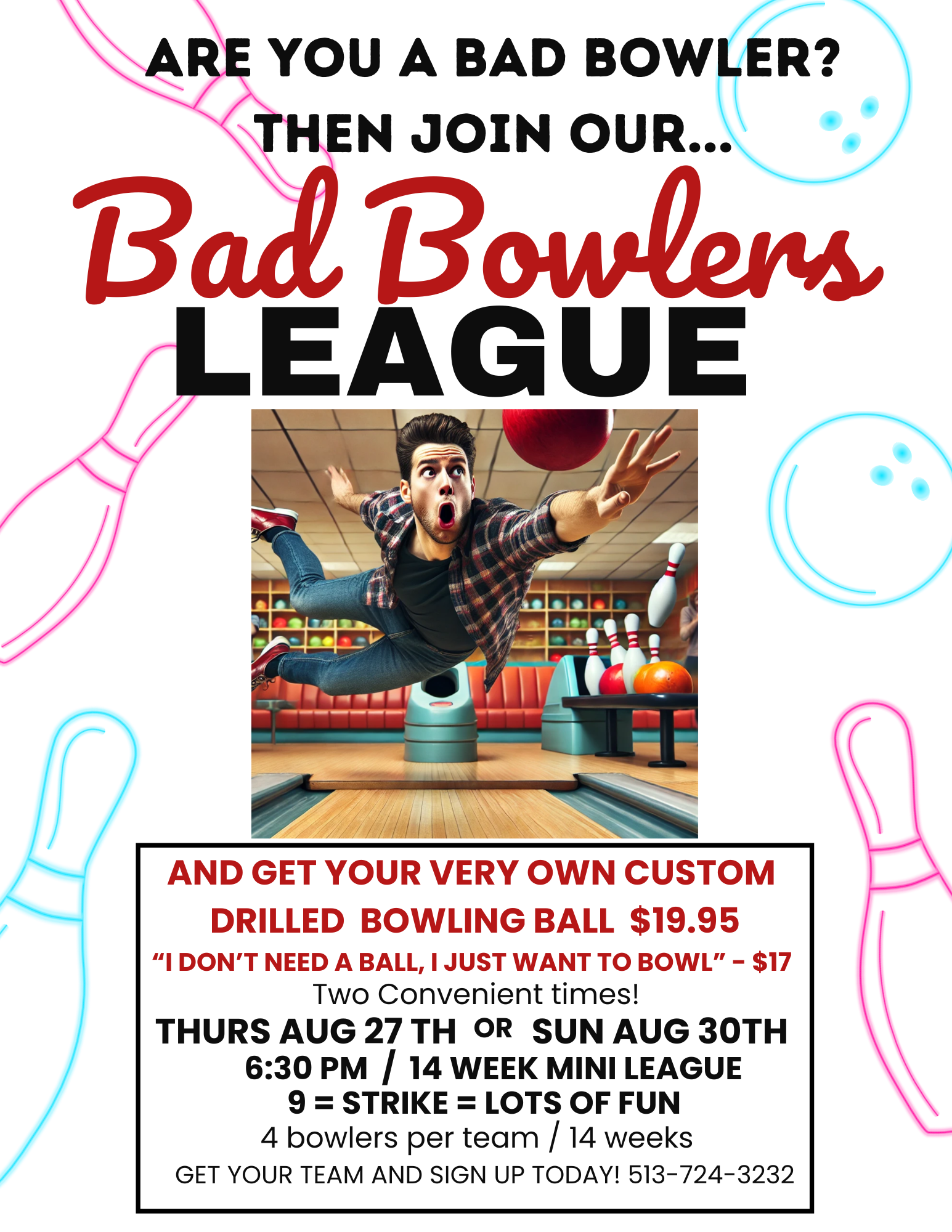 Batavia Bowl Bad Bowlers League flyer